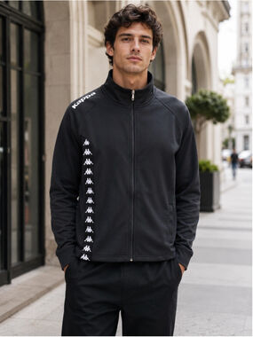 Kappa Track Jacket L Black Logo Tape Full Zip VTG Y2K Streetwear Athleisure Men